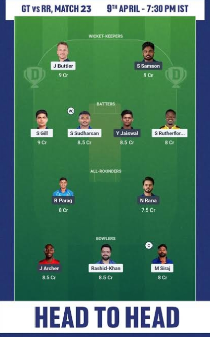 GT vs RR Dream11 Prediction Today: Match 23 IPL 2025