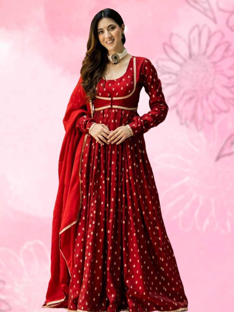 Red Anarkali Style Bridal Dress
